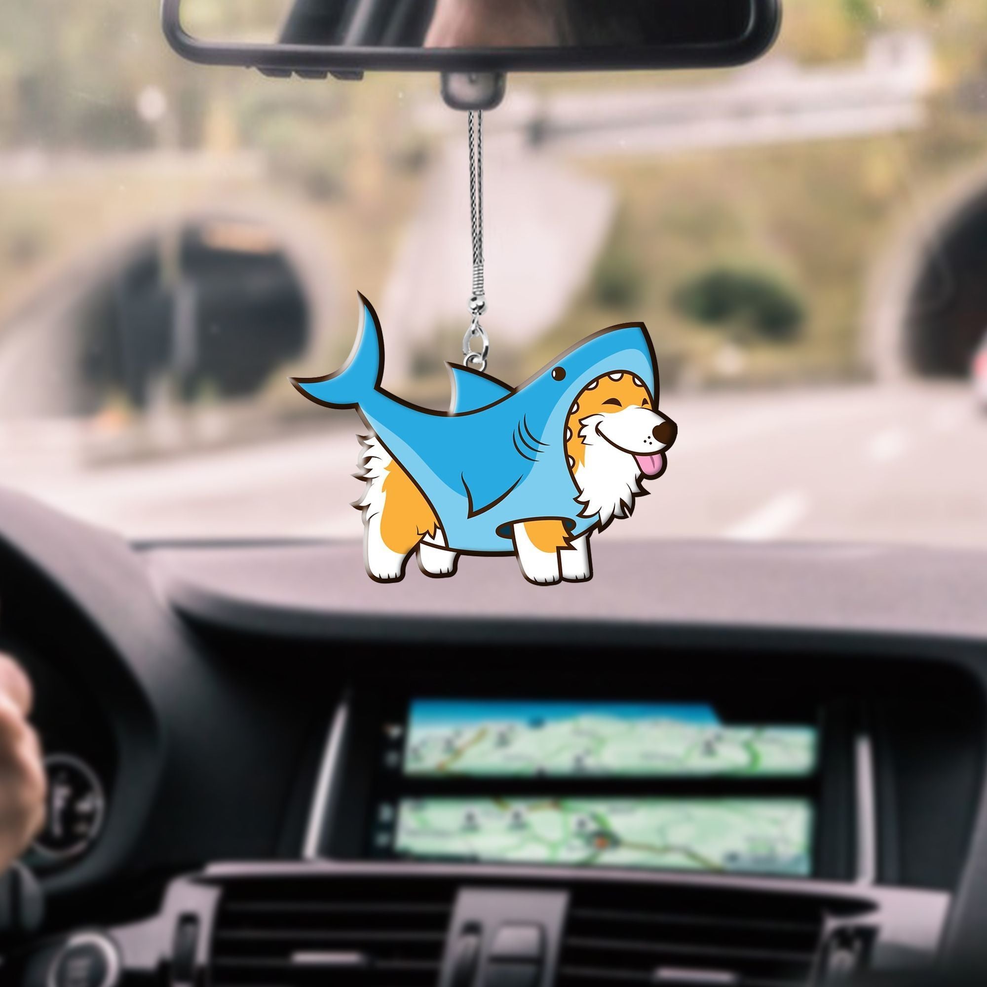 Corgi In Shark Suit Car Hanging Ornament