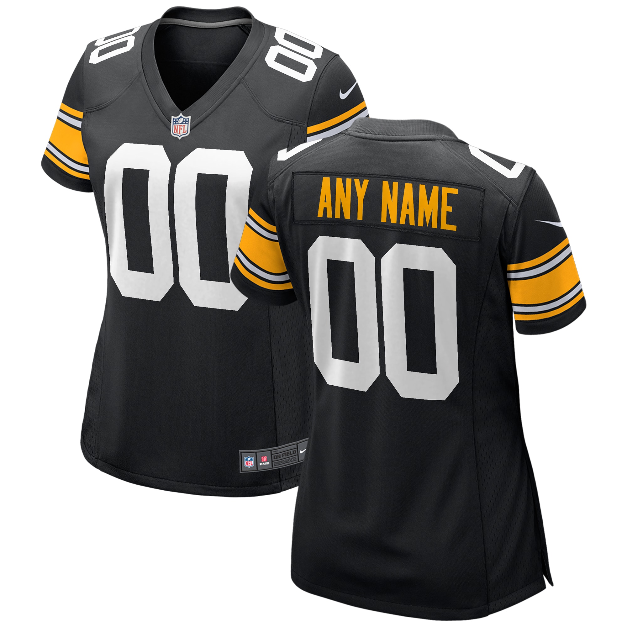 Pittsburgh Steelers Women's Alternate Custom Game Jersey – Black 2