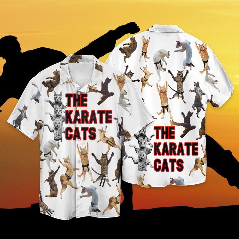 Cat Karate The Cats For Men And Women Graphic Print Short Sleeve Hawaii Casual Shirt Ha64313