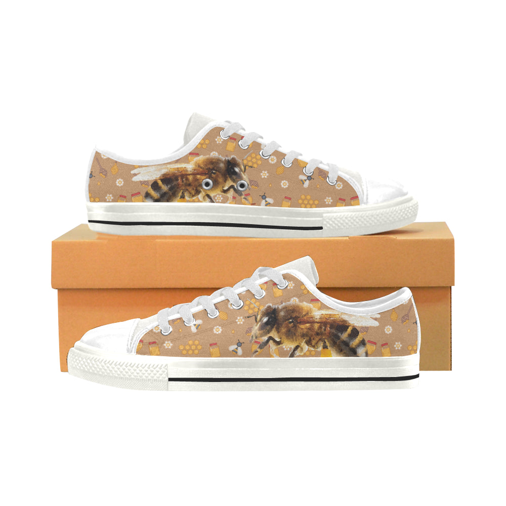 Queen Bee White Low Top Canvas Shoes for Kid