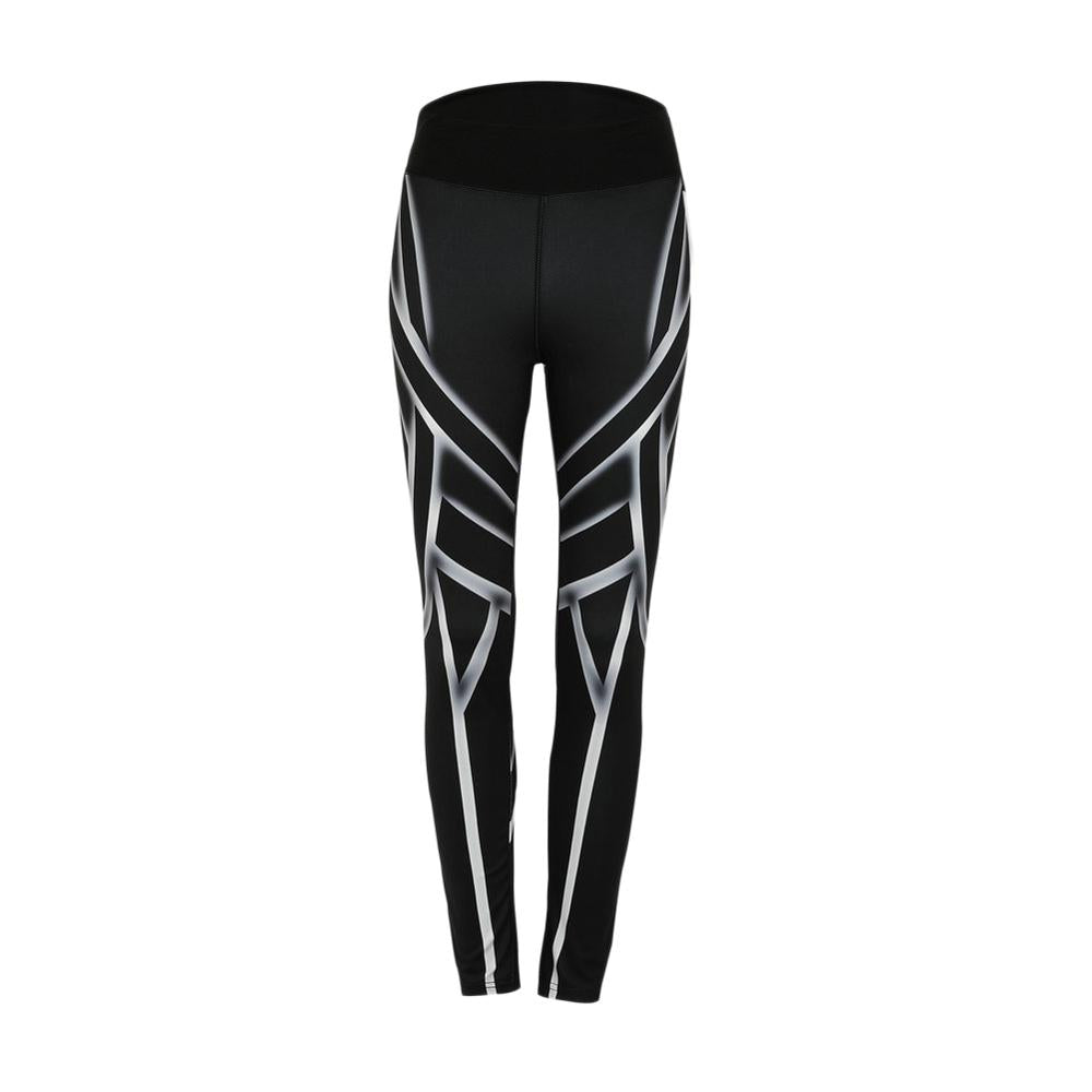 Women Gym Yoga Leggings Pants Athletic Workout Bright Stripes Streamer Digital Print Hip Lifter