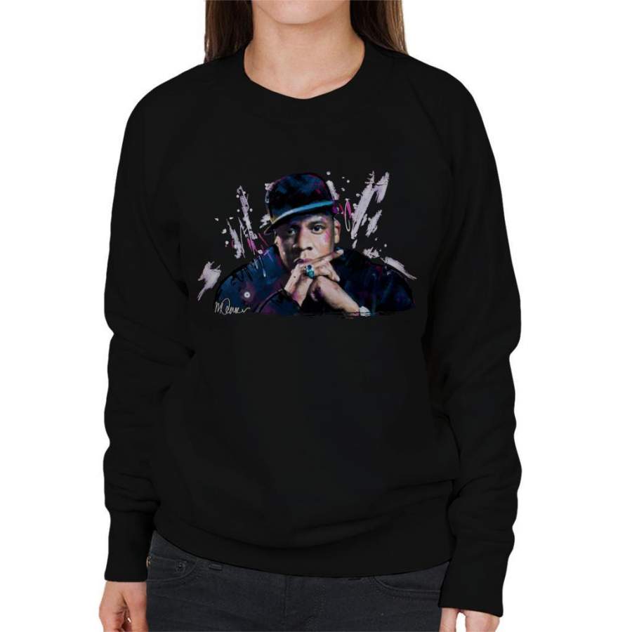 Sidney Maurer Original Portrait Of Jay Z The Black Album Women’s Sweatshirt