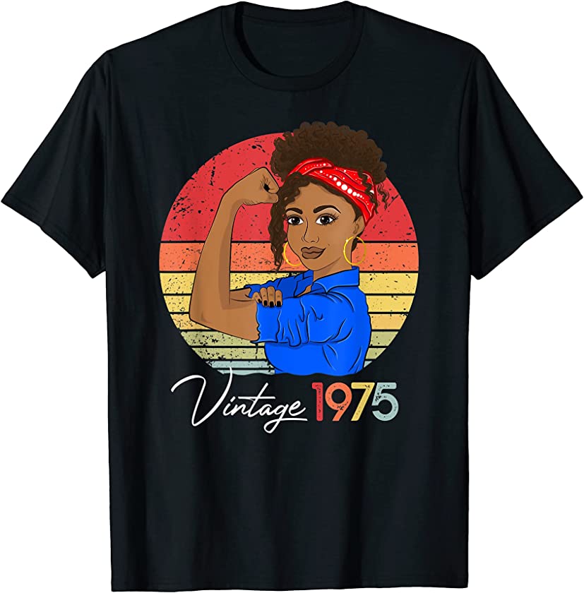 1975 Vintage Black Girl Afro African American 46th Birthday T-Shirt