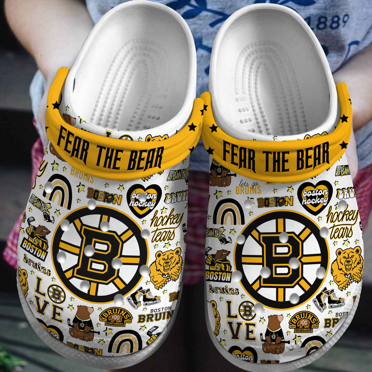 Boston Bruins NHL Sport Crocs Crocband Clogs Shoes Comfortable For Men Women and Kids