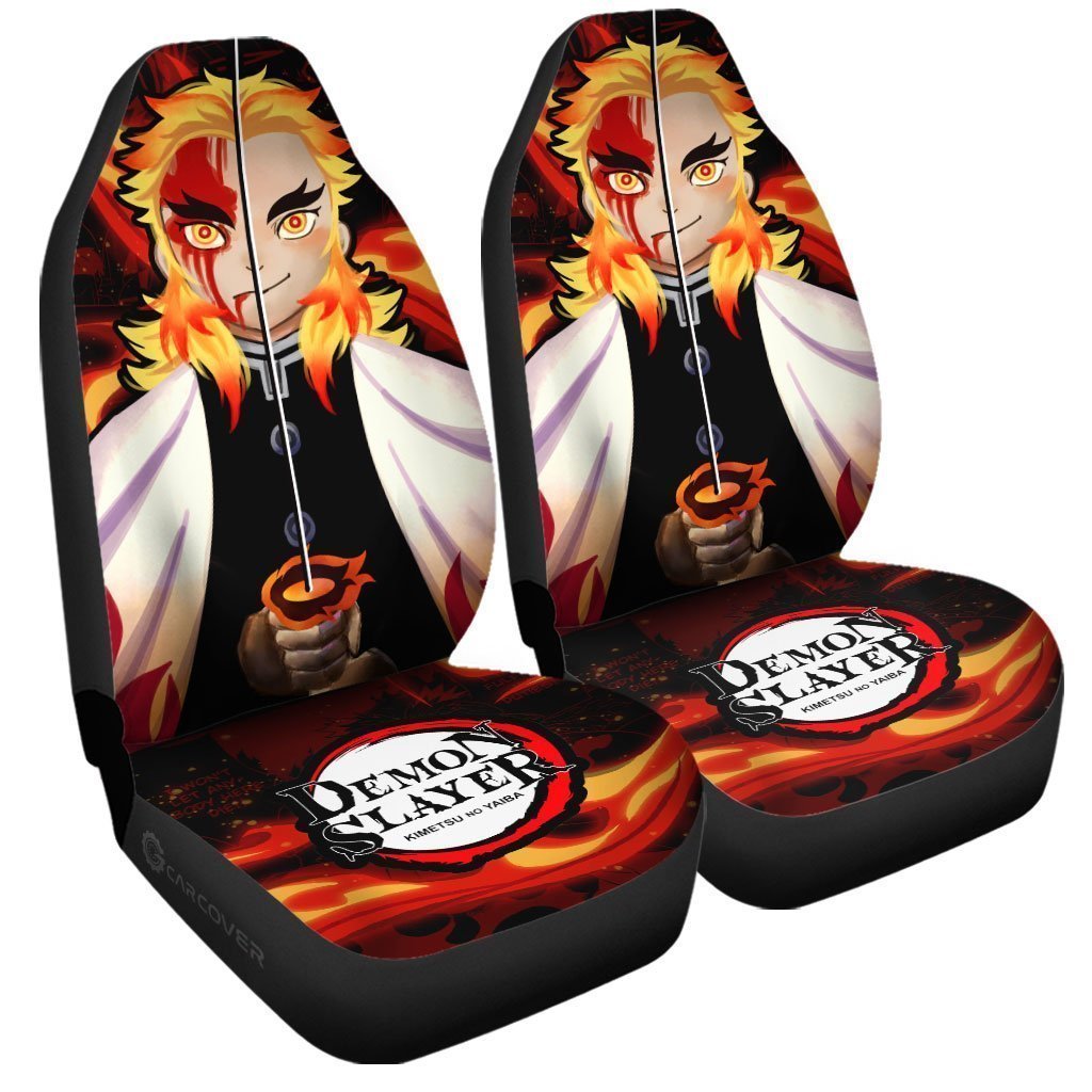 Demon Slayer Rengoku Seat Covers For Car Custom Face Anime Car Accessories