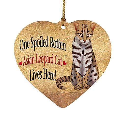 Asian Leopard Spoiled Rotten Cat Heart Christmas Ornament