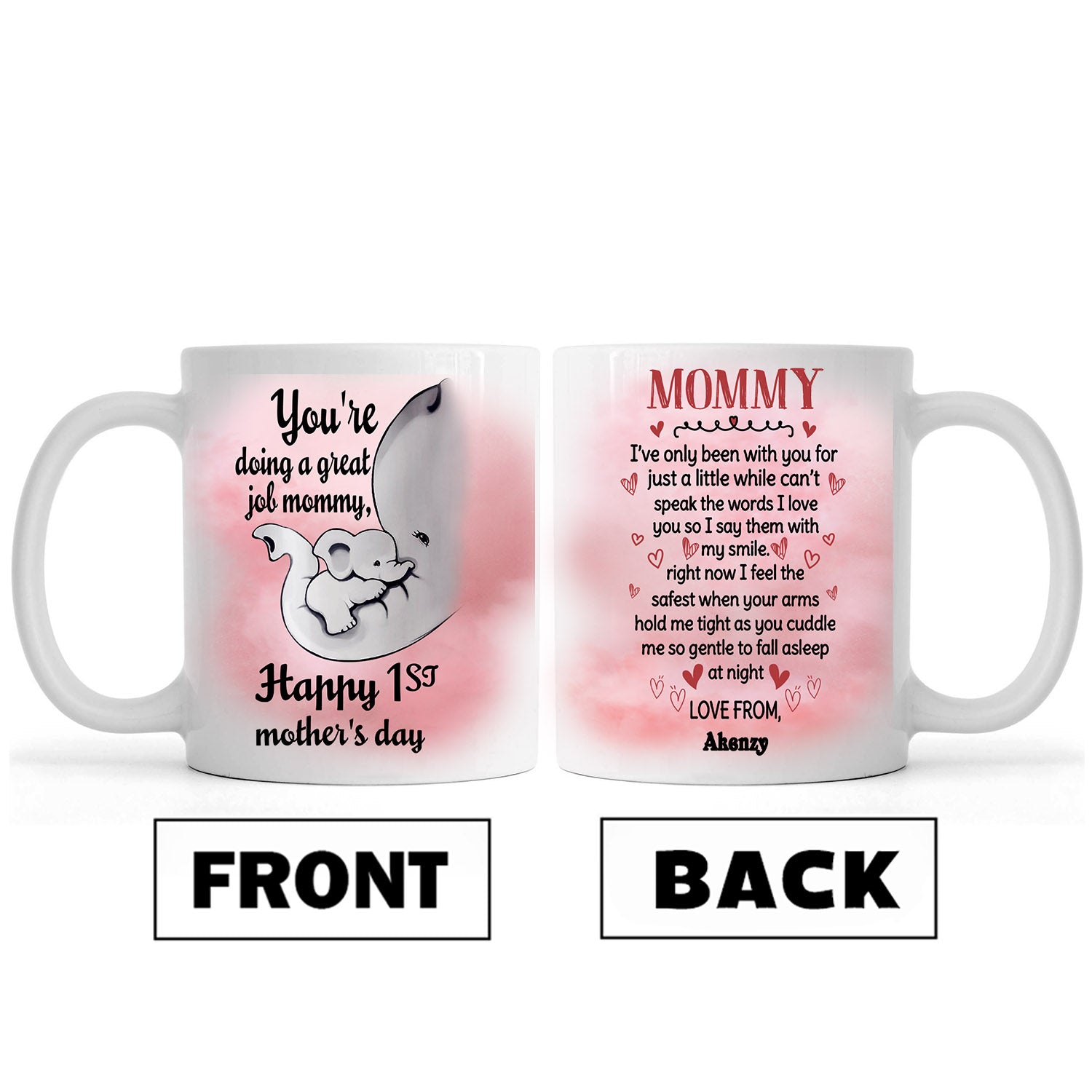 Personalized To My Mom Mug – Cute Elephant Ceramic Mug For New Mom Mom To Be Expecting Mother  On 1St Mother’S Day Jmn652