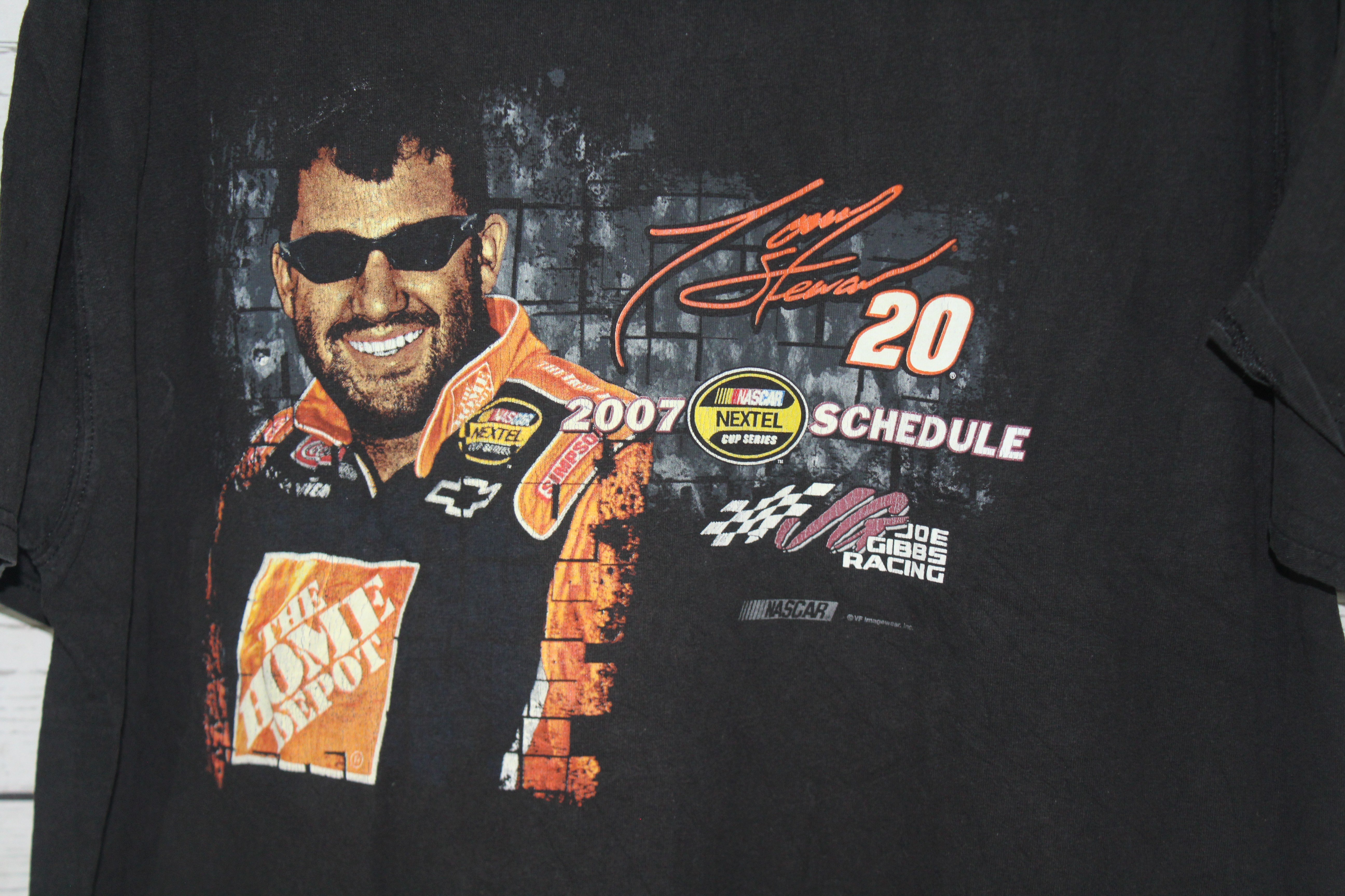 Tony Stewart Home Depot 2007 Nextel Cup Vintage Retro Print Large Graphic Unisex Mens Womens Chase Double Sided NASCAR Racing T-shirt