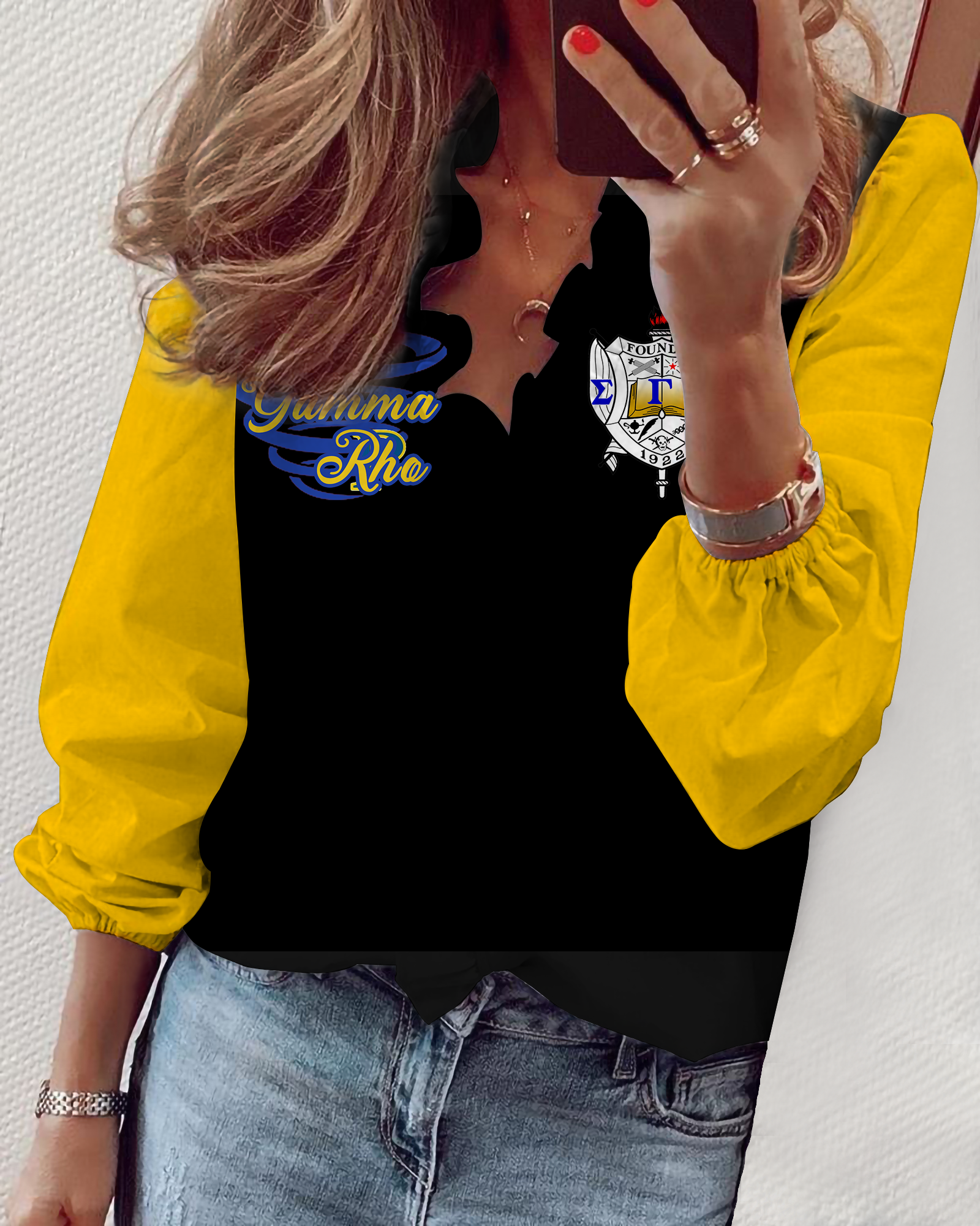 Sigma Gamma Rho V-neck long sleeve lace shirt 03