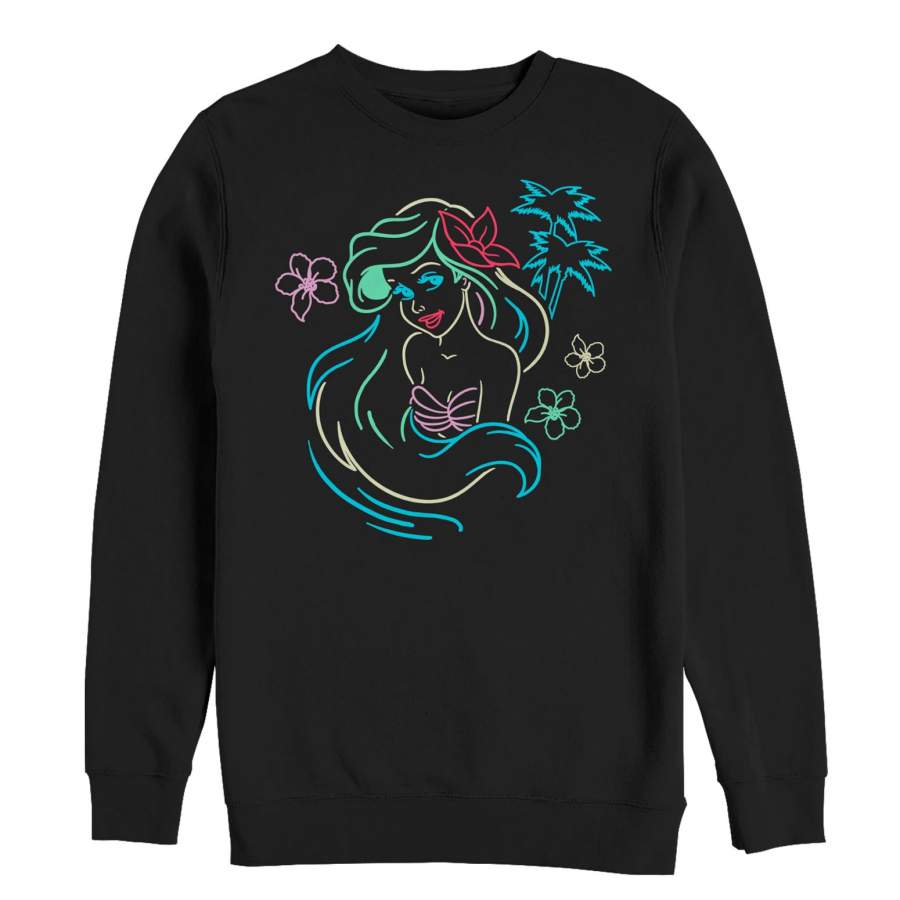 The Little Mermaid Men’s Ariel Neon Light Print  Sweatshirt