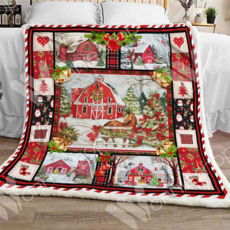 Farmhouse Christmas Sherpa Blanket OCT1002 95O35