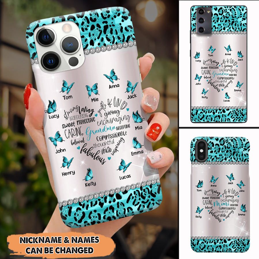 Nana Butterfly Leopard Pattern Custom Gift For Grandma Phone Case