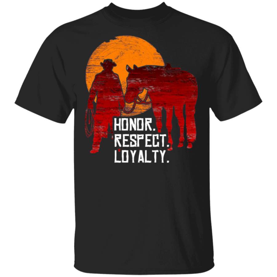 Red Horse Sunset T-Shirt – Honor. Respect. Loyalty. Redemption of the West