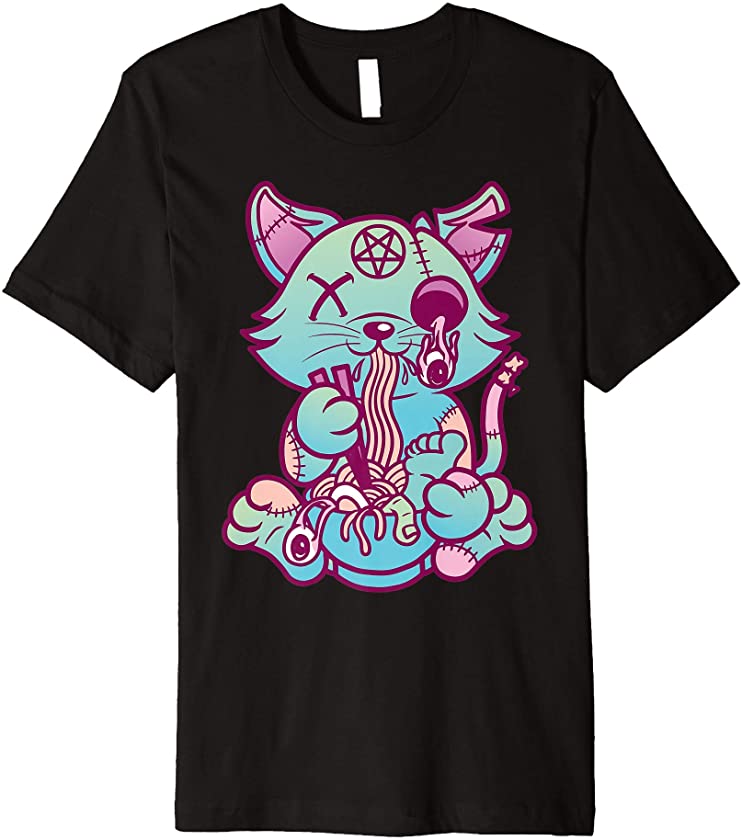 Anime Aesthetic Pastel Goth Ramen Noodle Cat Gifts Premium T-Shirt