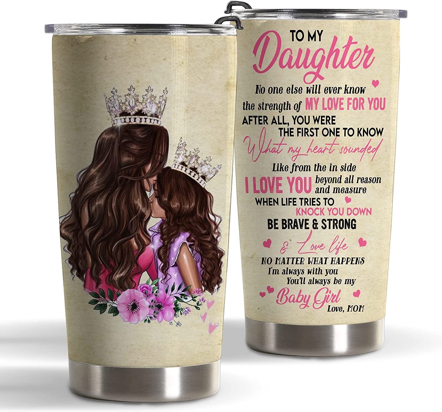 To My Daughter From Mom – Insulated Stainless Steel Tumbler 20 Oz For Women – Birthday Graduation Christmas Gifts For Daughter From Mother – Daughter Tumble