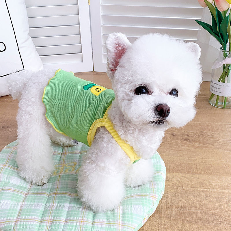 Dog Summer Clothes Thin Pet Small Dog Teddy Bichon Corgi Puppy Kitten Summer Camisole Dog Costume Dog Cartoon Printed Vest alx