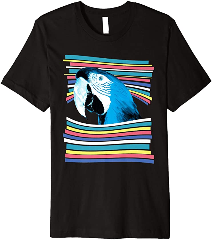 Macaw Parrot Pastel Rainbow Striped Shirt Vintage Aesthetic Premium T-Shirt