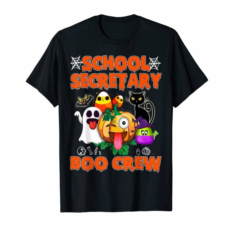 Cat Pumpkin Candy Ghost Shirt School Secretary Boo Crew