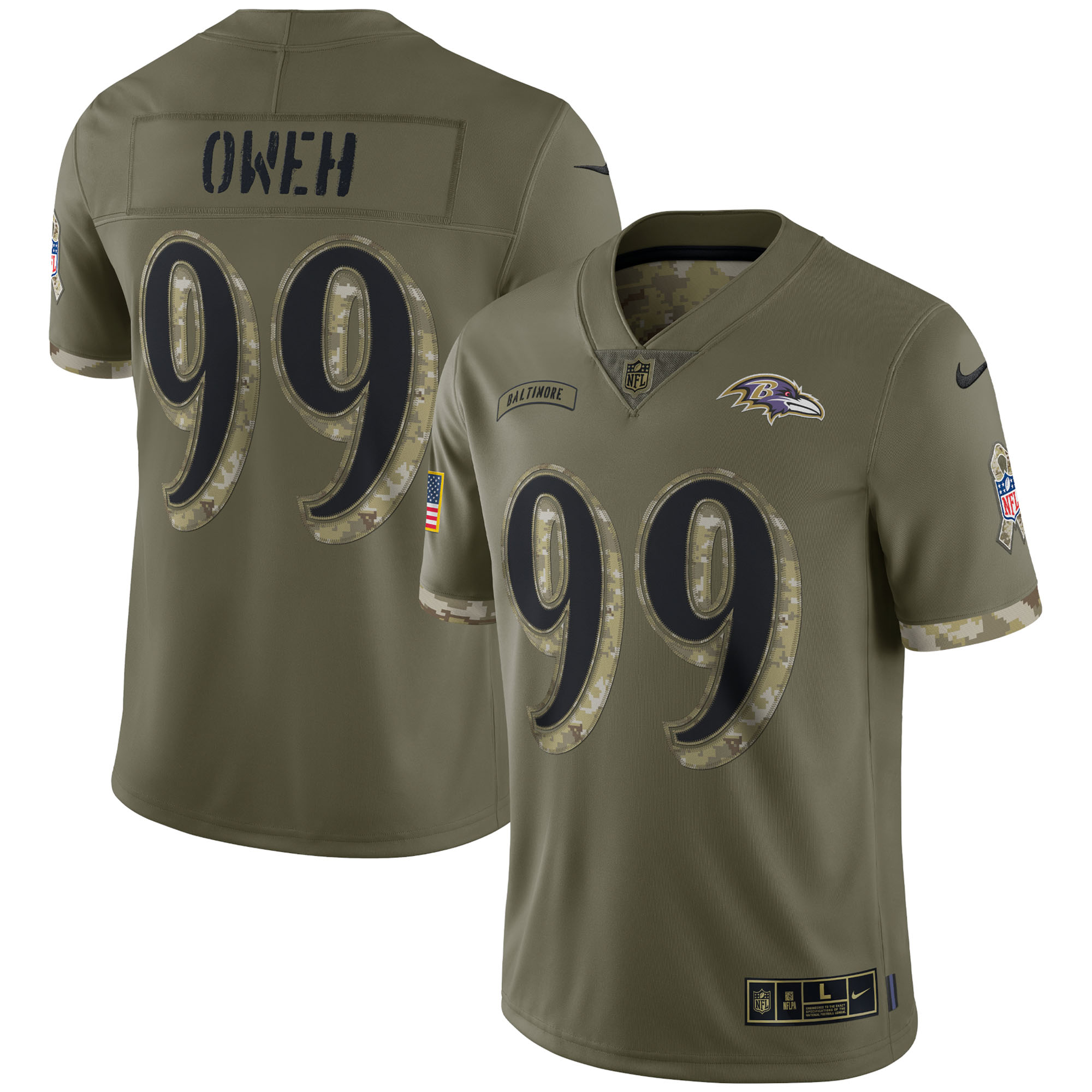 Men’s Baltimore Ravens Olive 2022 Salute To Service Limited Jersey