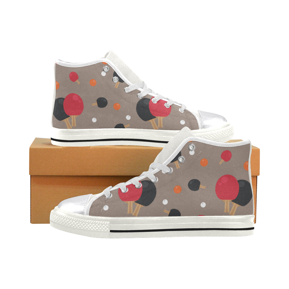 Ping Pong Pattern White Women’s Classic High Top Canvas Shoes