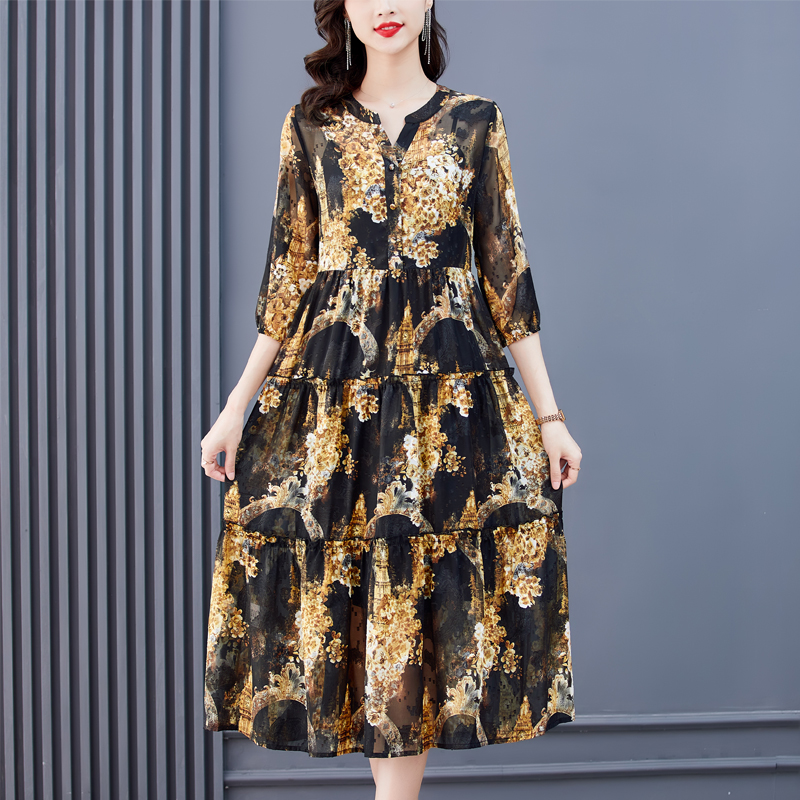 Women Boho Floral Chiffon Fashion Light Midi Dress Autumn Korean Fashion Casaul Party Vestidos 2022 Elegant Bodycon Prom Dresses alx