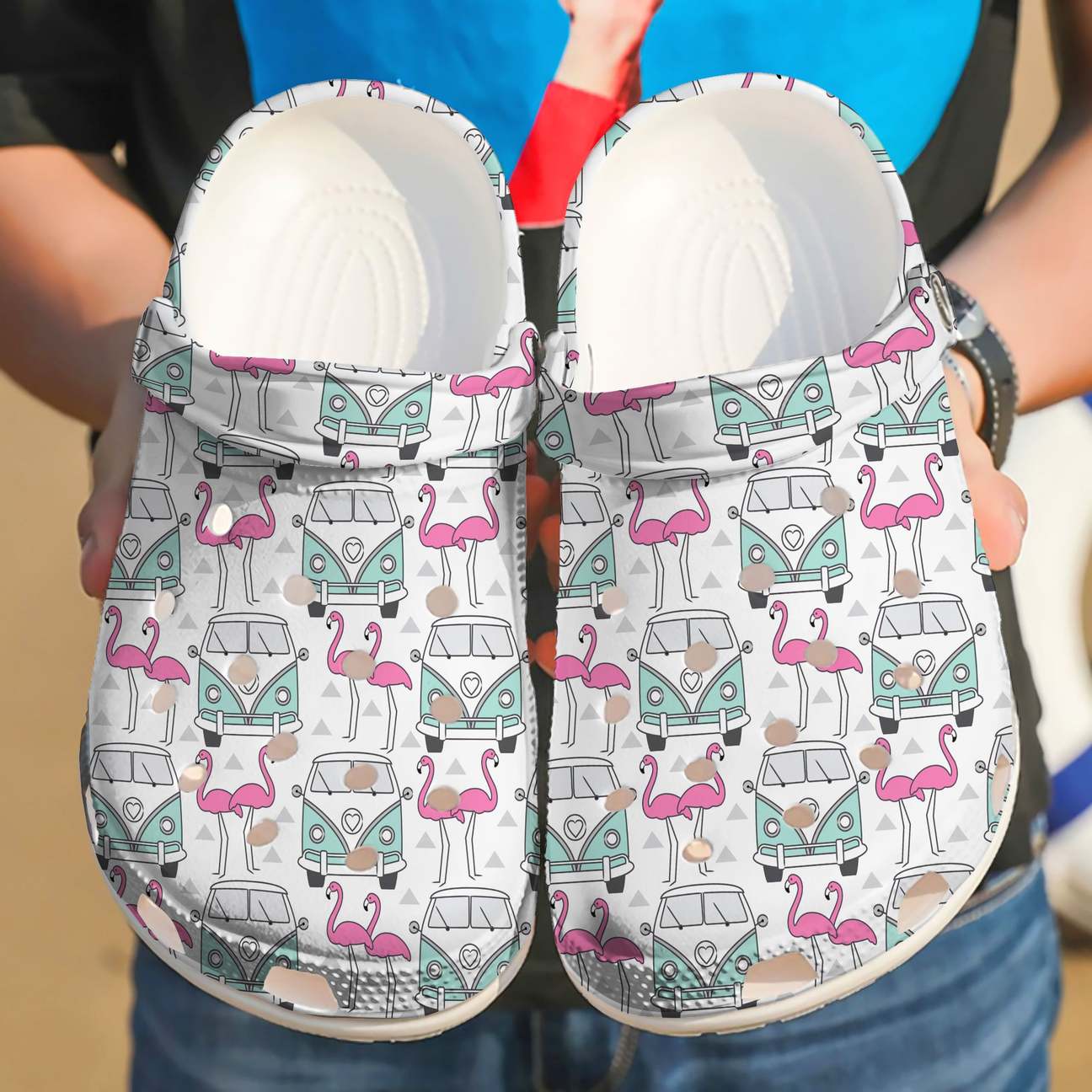 Camping Personalized Clog, Custom Name, Text, Color, Number Fashion Style For Women, Men, Kid, Print 3D Camper And Flamingo