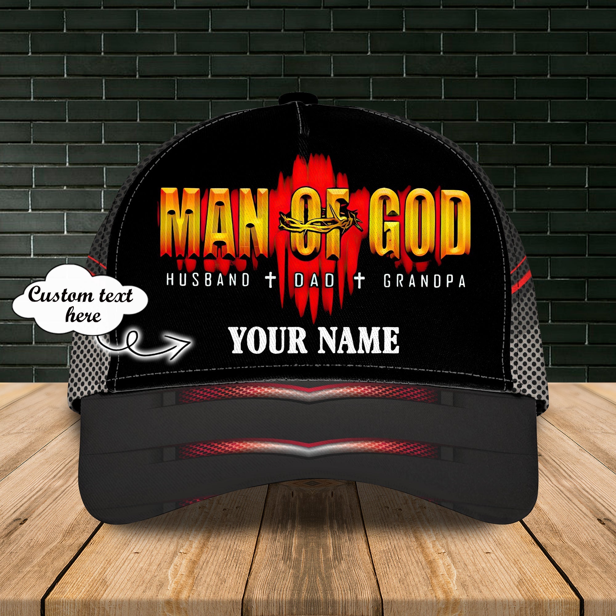 Personalized Man Of God Cap Hat, 3D Baseball Cap Hat For Father, Classic Dad Cap, Dad Hat