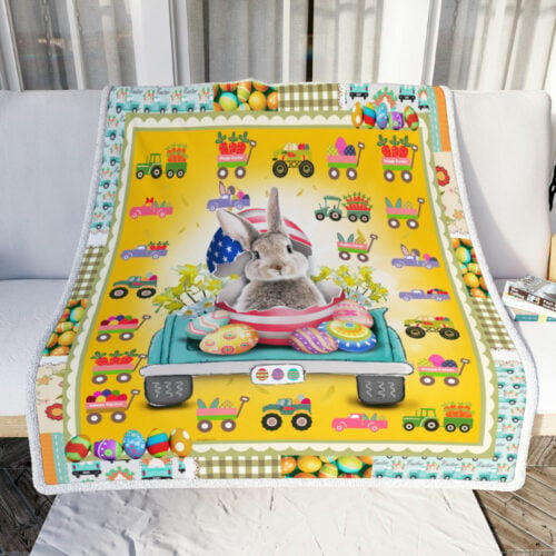 Cute Easter Bunny In The Truck Sofa Throw Blanket Geembi™