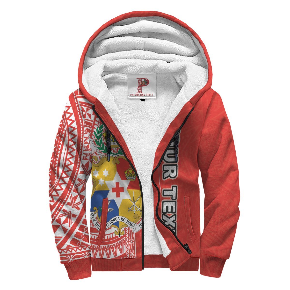 Tonga Polynesian Personalised Custom Sherpa Hoodie – Red Line – BN12