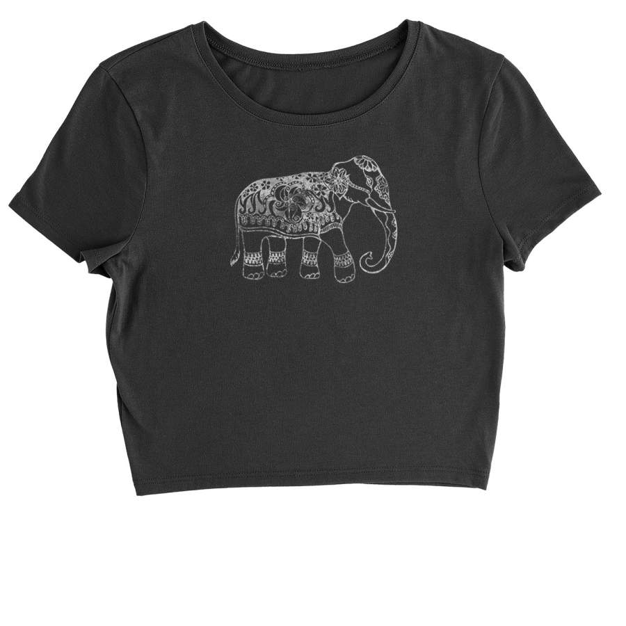 Sacred Elephant Distressed Look Cropped T-Shirt