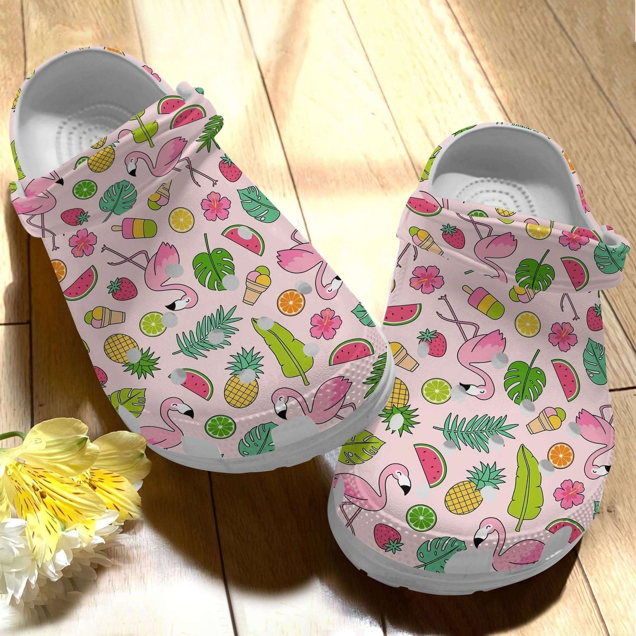 Flamingo Summer Vibes Gift For Lover Rubber Clogs Clogband Clogs, Comfy Footwear