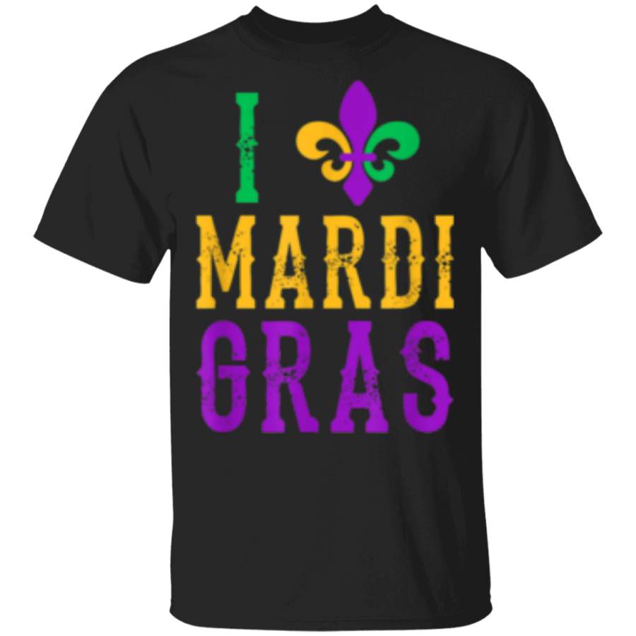 Funny Distressed Vintage I Love Mardi Gras NOLA New Orleans T-Shirt