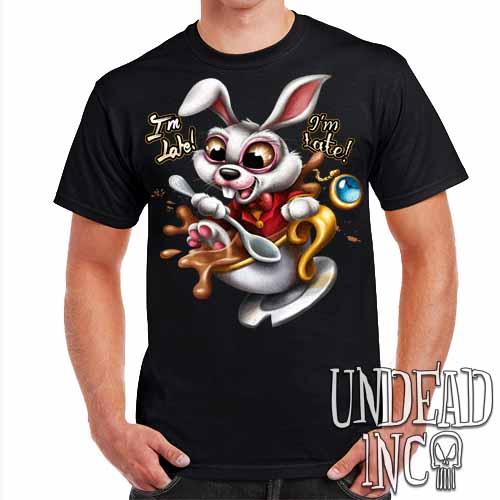 Alice In Wonderland White Rabbit I’M Late Teacup – Mens T Shirt