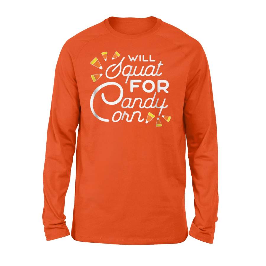 Candy Corn Halloween Workout Squat For Women Long Sleeve T-Shirt