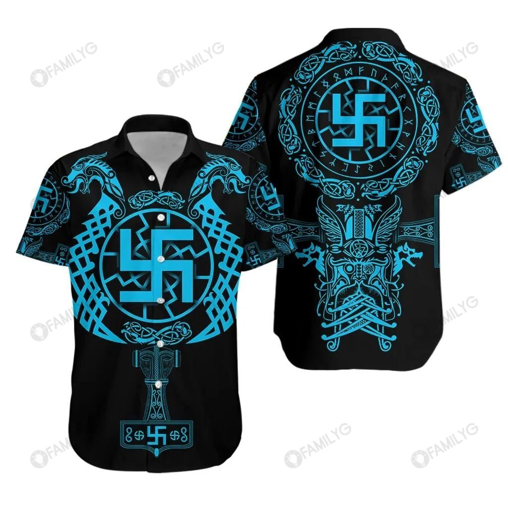 Viking Shirts – Nordic Viking Swastika Colorful Awesome – Viking Hawaiian Shirt Summer Hawaiian For Men, Women, Couple