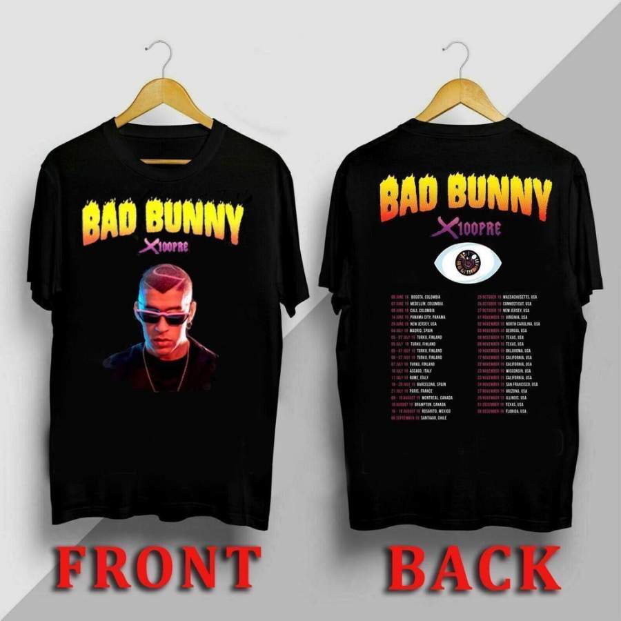 YPS Bad Bunny Shirts X100Pre Tour Men’s Black Merch