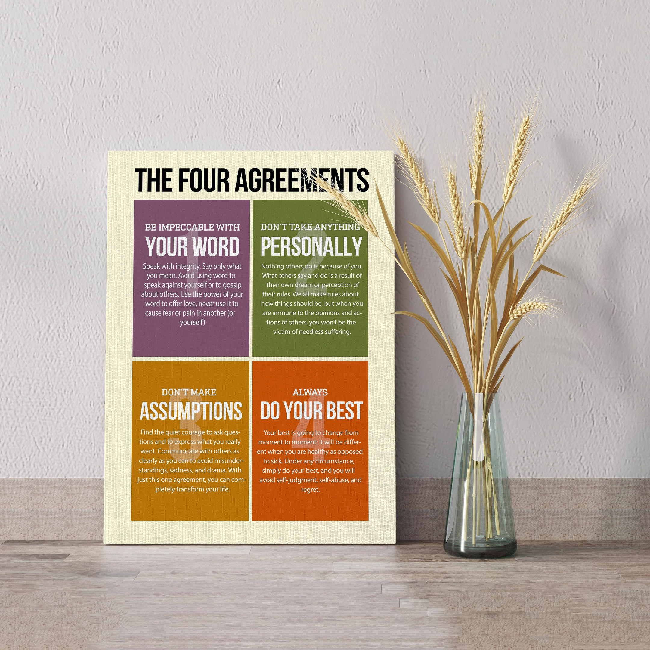 The Four Agreements Canvas, Social Worker Canvas, Office Canvas  – Canvas Prints, Wall Art Canvas, Gift Canvas, Christmas Gift Canvas