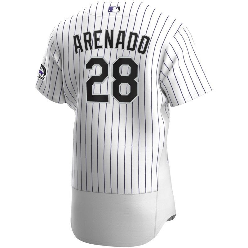 Colorado Rockies Nolan Arenado #28 2020 MLB White Stripe Lines Jersey