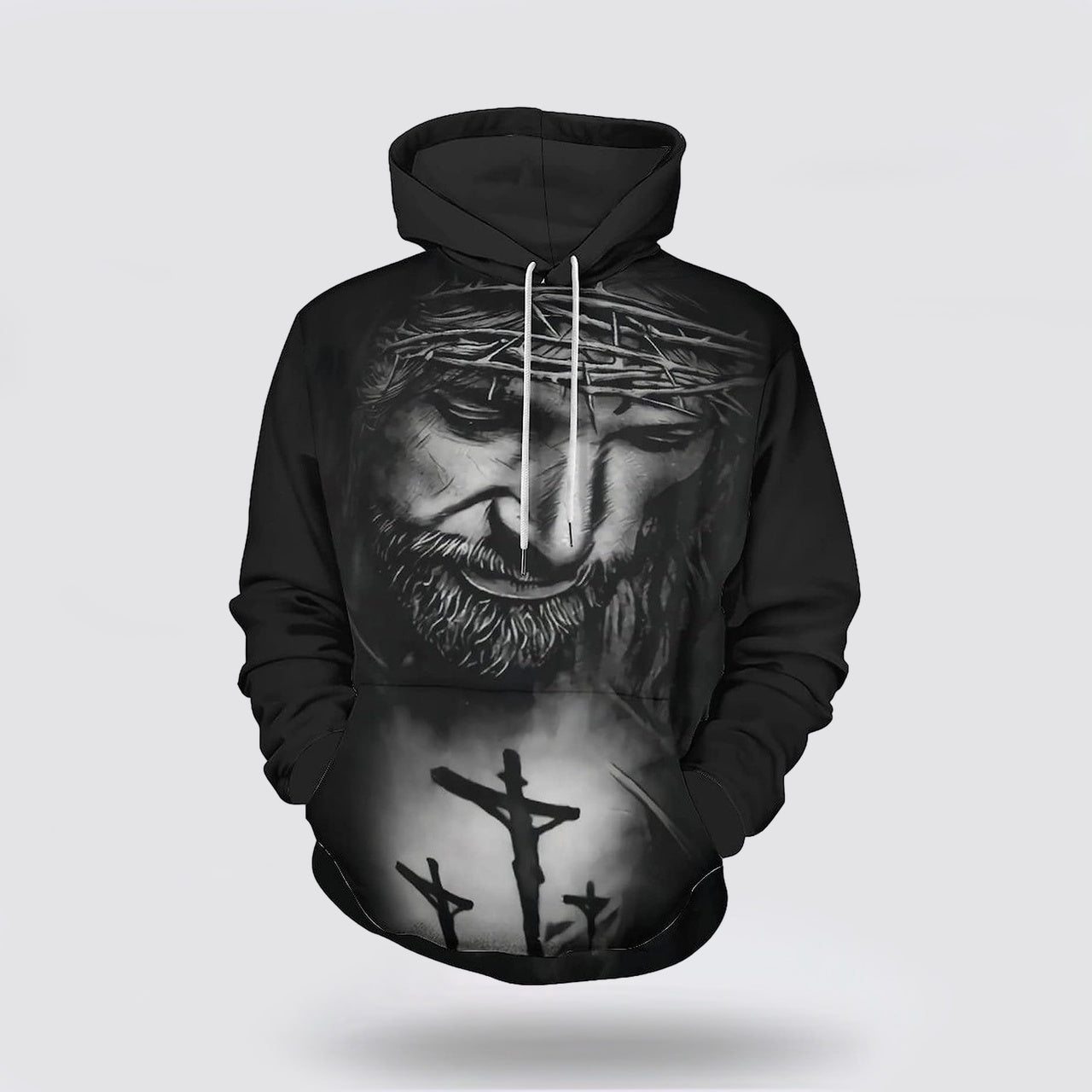 Jesus With Crown Of Thorns 3D Hoodies For Women Men  Christian Apparel Hoodies