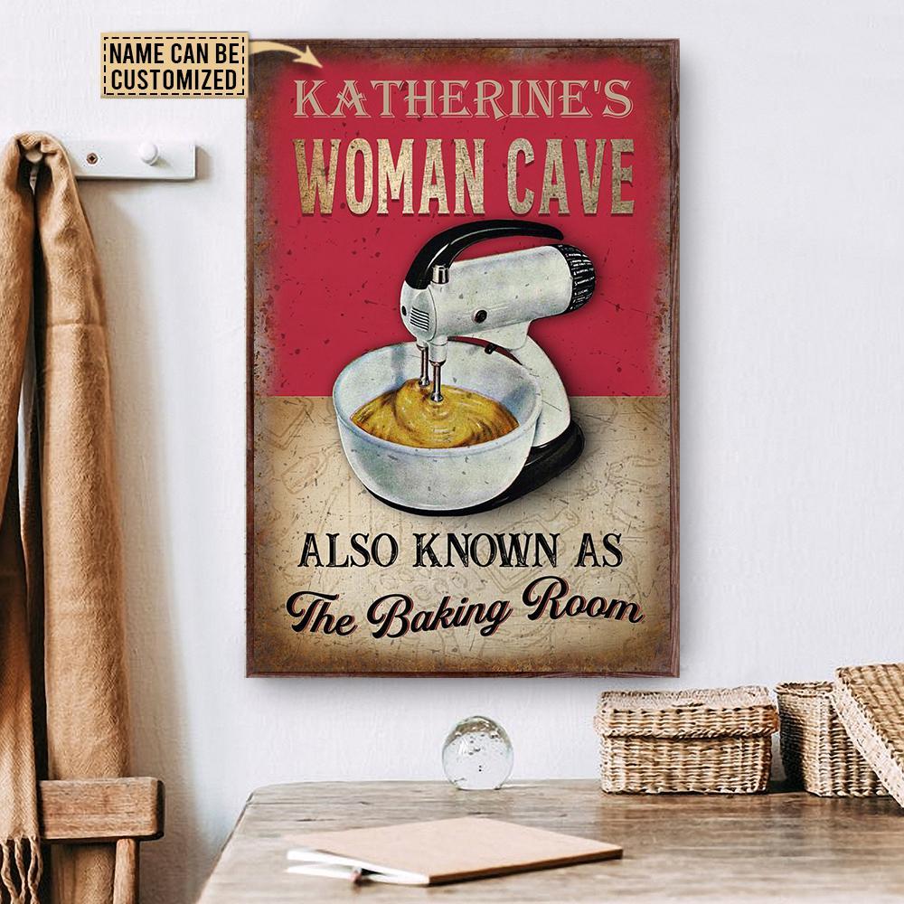 Aeticon Gifts Personalized Baking My Woman Cave Canvas Mom Dad Gift Home Decor