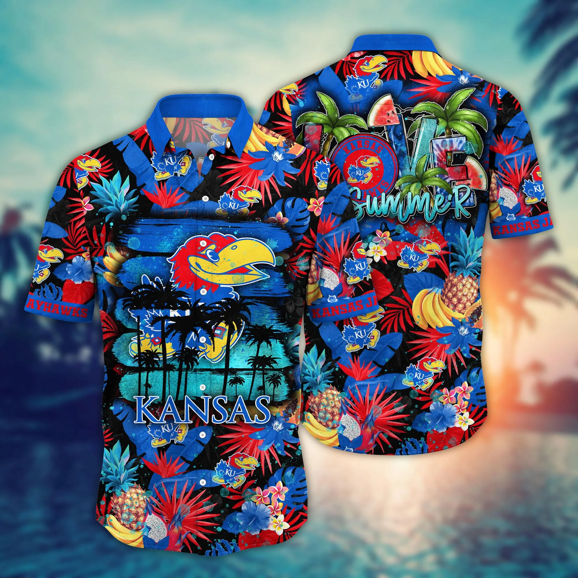 Kansas Jayhawks NCCA Hawaiian Shirt Parasolstime Aloha Shirt