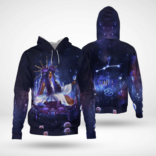 Zodiac Cancer Girl For Black Queen Cancer All Over Print 3D Unisex Hoodie Us Size