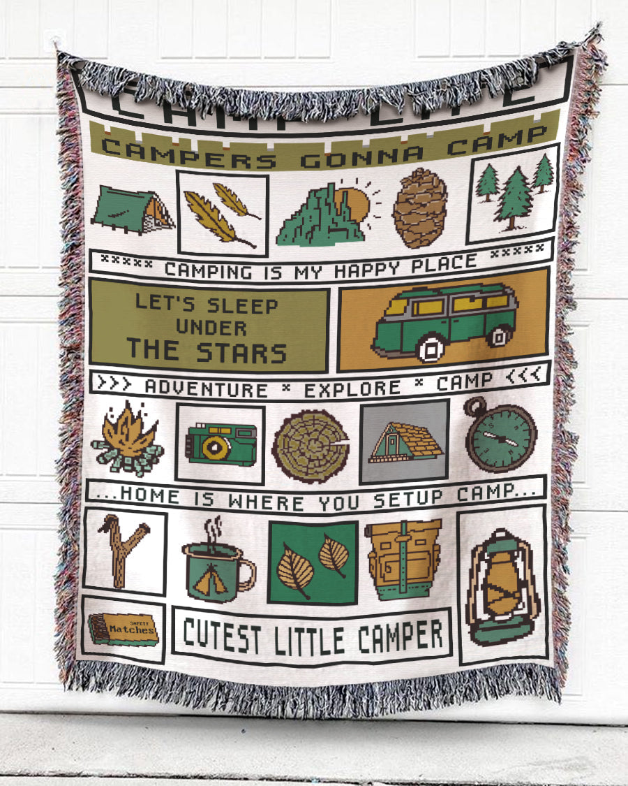 Woven Throw For Campers Camping Gift, Campers Gonna Camp, Cotton Blanket