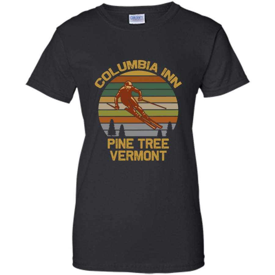 Columbia Inn Pine Tree Vermont, Classic Vintage Retro Design – Gildan Women Shirt