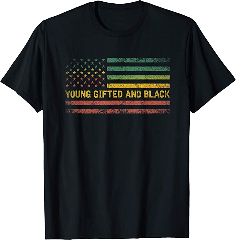 USA Flag BHM Pride Melanin Black History Black History Month T-Shirt