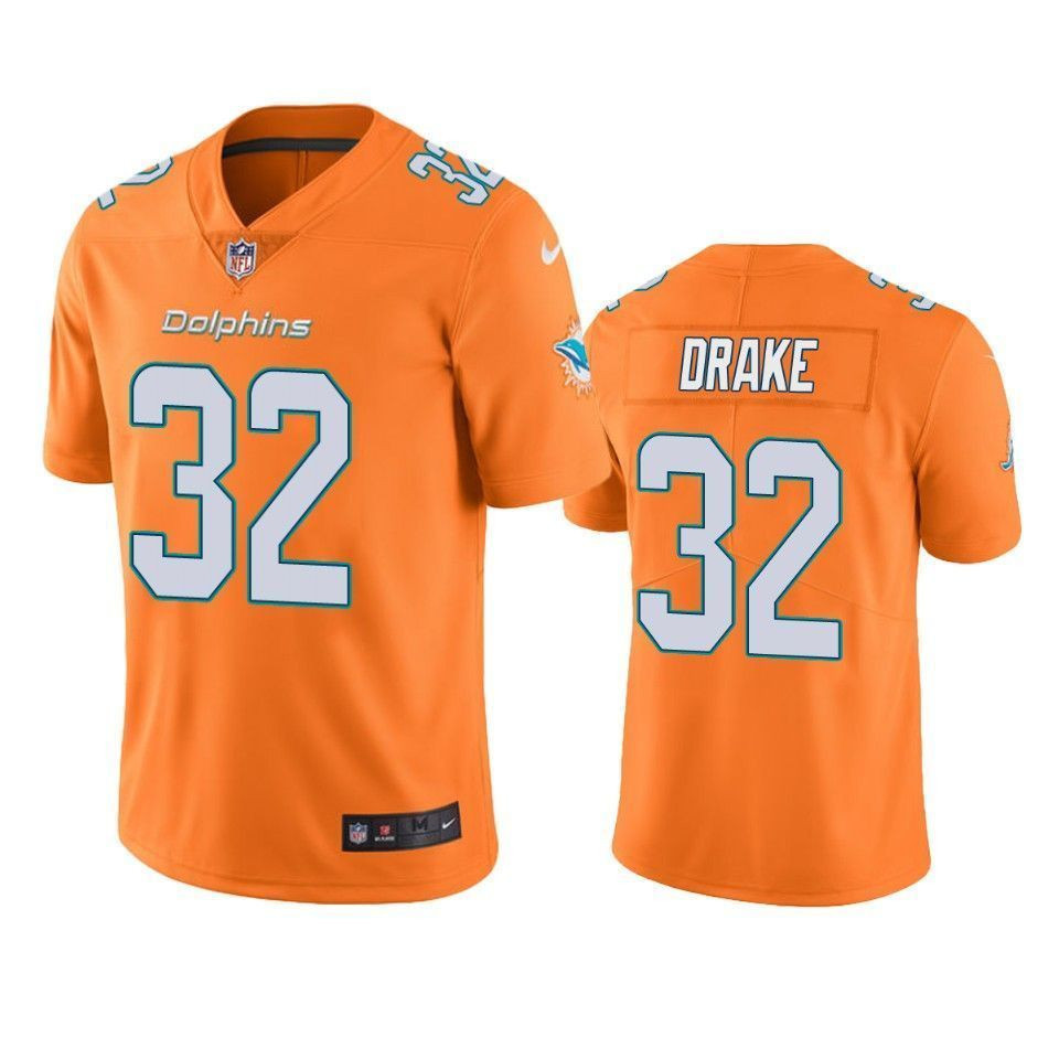 Miami Dolphins Kenyan Drake Orange Color Rush Limited 3D Jersey