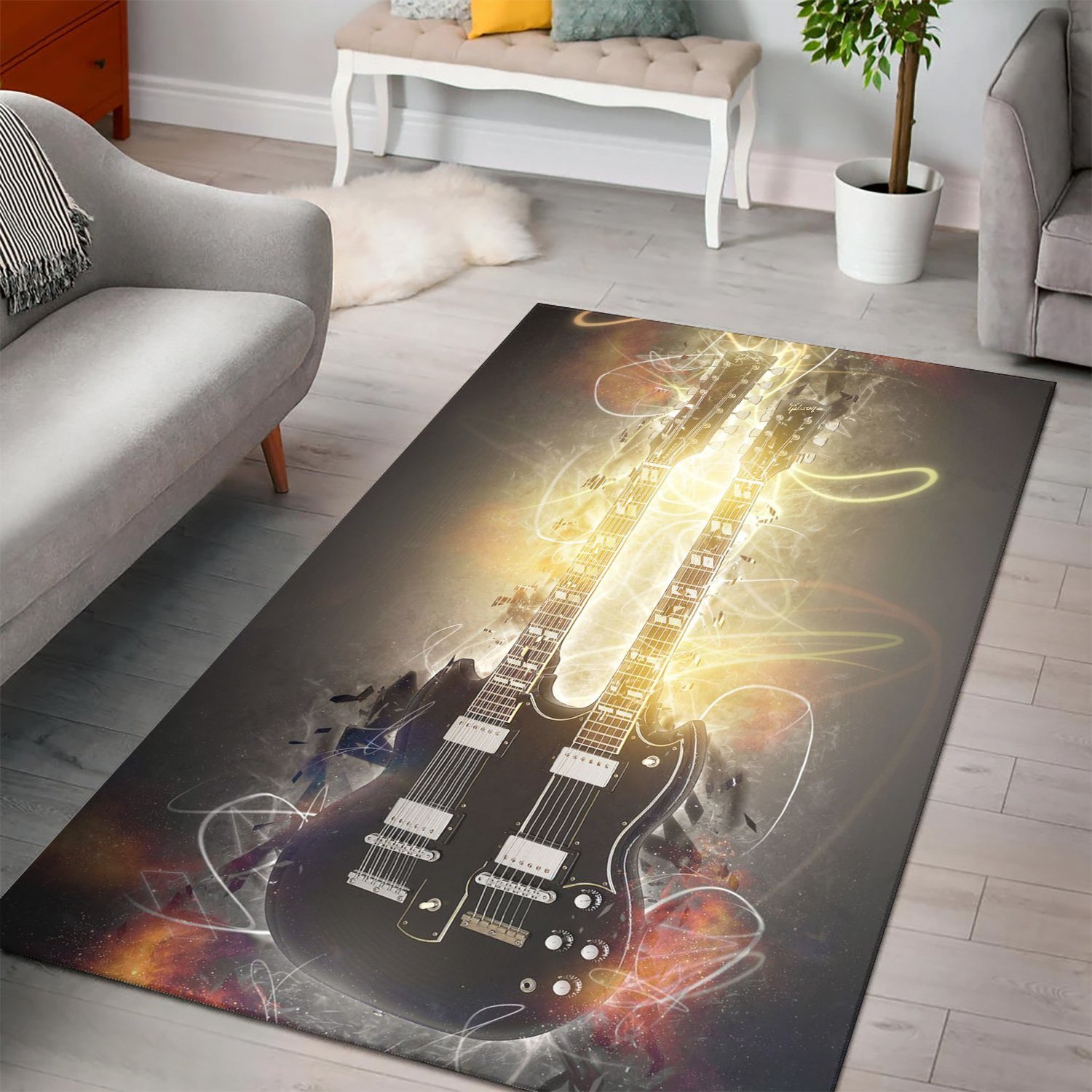 Chuck Berry Guitar  Rug,  Gift for fans,  Halloween Gift