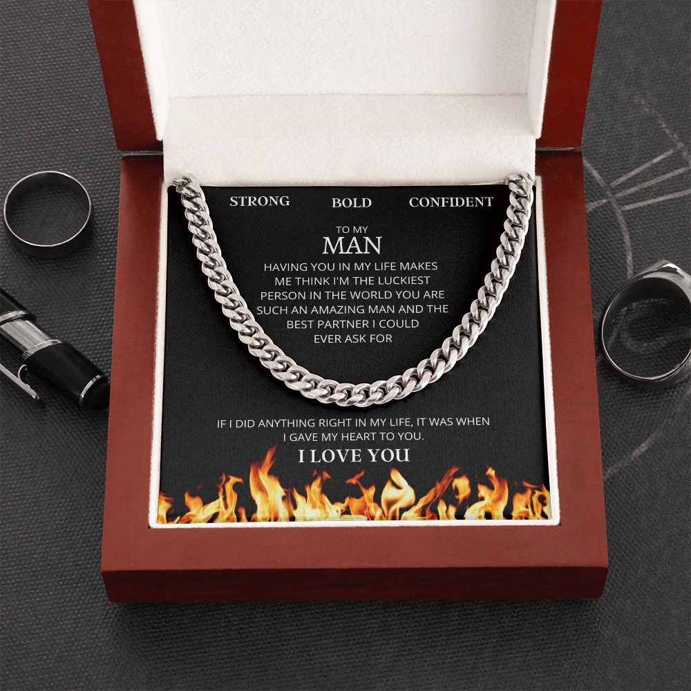 “I Gave My Heart To You” Cuban Link Chain Necklace (Fire Edition)