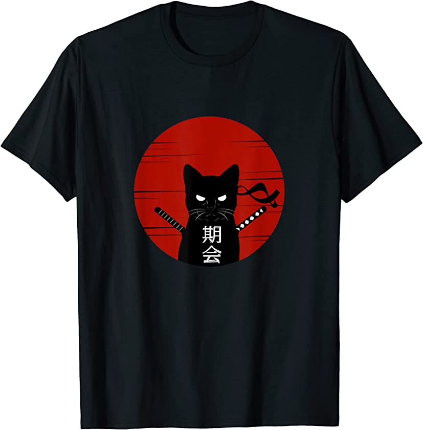 Vintage Japanese Sunset Style Cat Kitten Lover T-Shirt