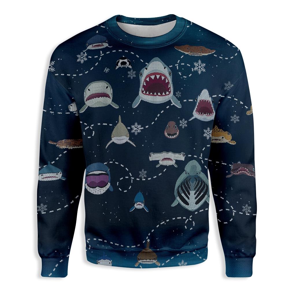 24 Species Of Shark Christmas Jumper Ez05 1710 All Over Print Sweat Shirt